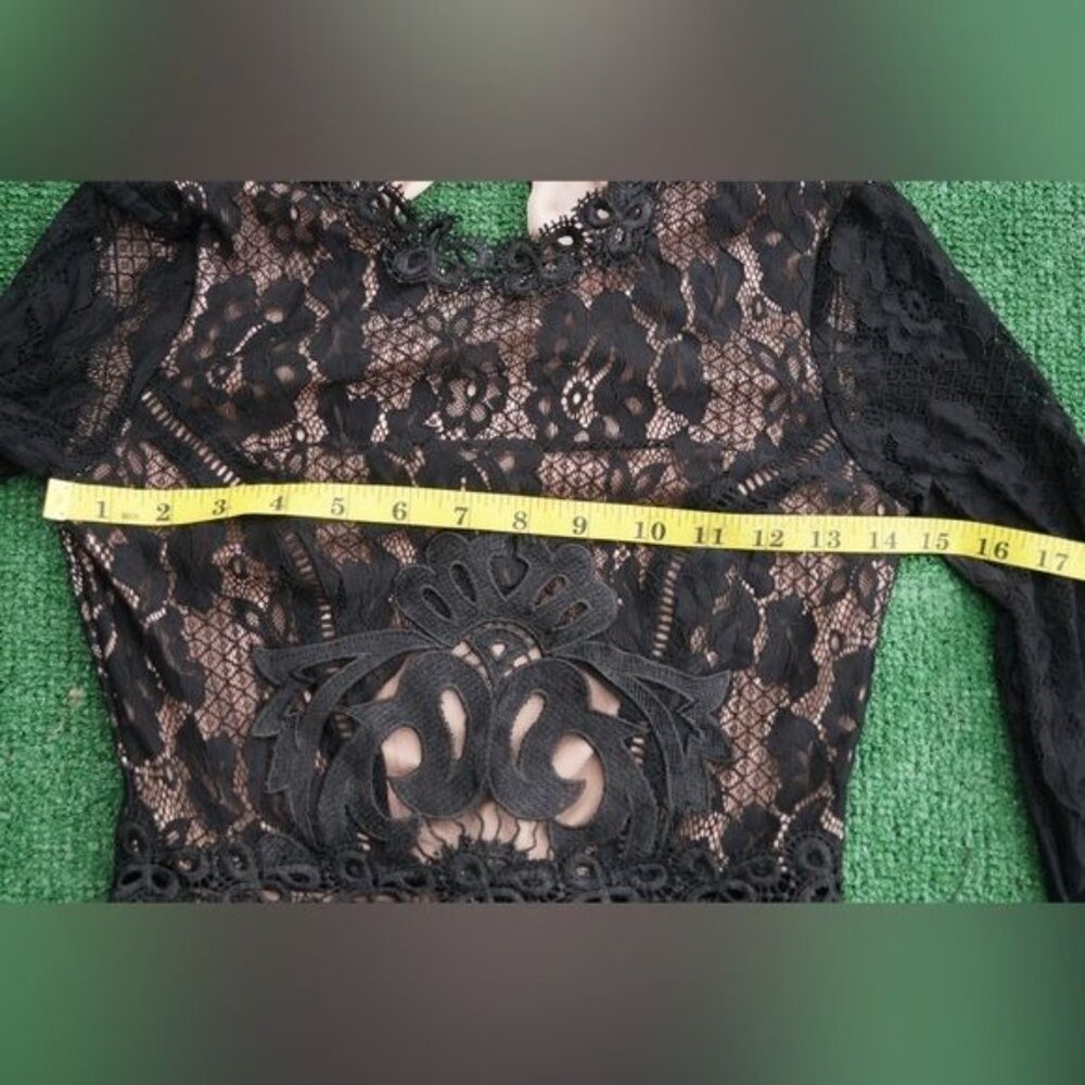City Studio Black Maxi Dress All over Lace Night Gown Size 0 - Picture 6 of 10